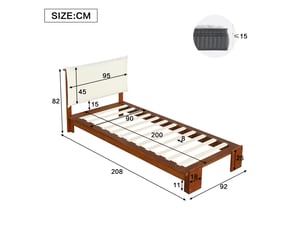 Lit simple 90x200 cm <strong></strong>  <strong></strong> coloris marron