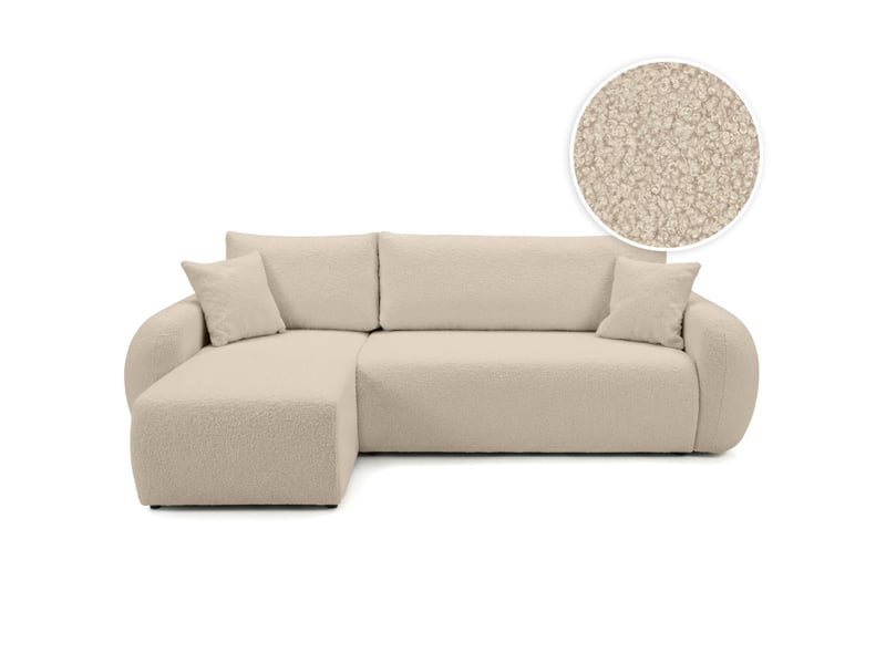 Alya - canapé d'angle convertible et réversible 3 places en bouclette  - Conforama A