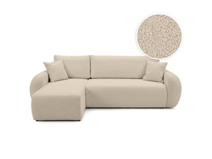 Canapé d'angle réversible convertible LOUNGITUDE ALYA 3 places Tissu bouclette Beige