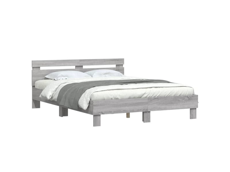  Lit double- lit adulte -  cadre de lit avec led sans matelas sonoma gris 140x200 cm  - Conforama B
