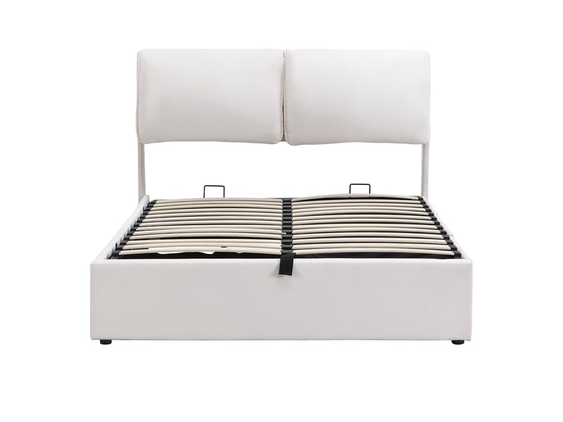  Lit coffre beige 140x200 cm avec sommier relevable et trois tiroirs  - Conforama W
