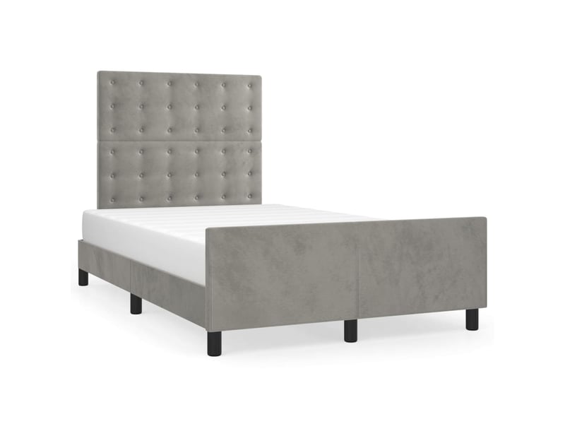 Lit double- lit adulte - cadre de lit sans matelas gris clair 120x190 cm velours - Conforama A