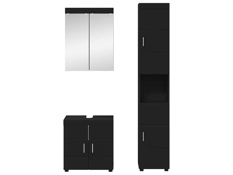 Ensemble de mobilier de salle de bain tulum 3 pièces noir cf64727 - Conforama C