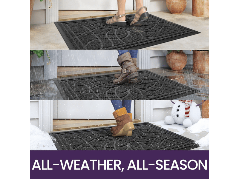  Paillasson extérieur gris foncé 60x90 cm, antidérapant et absorbant, lavable, idéal pour couloir, terrasse, jardin  - Conforama B