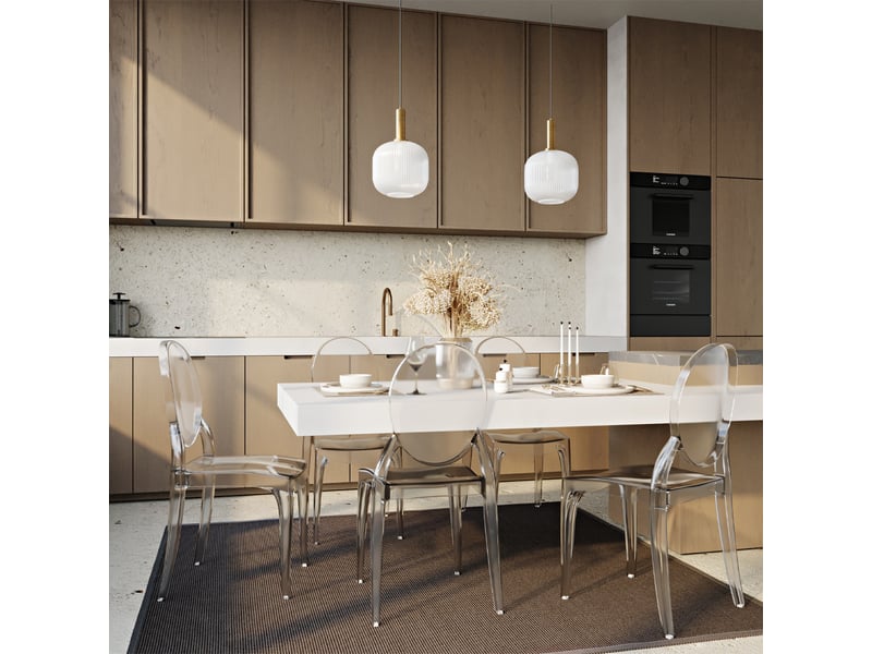  Chaise de salle à manger transparente - style victoria blanc  - Conforama D