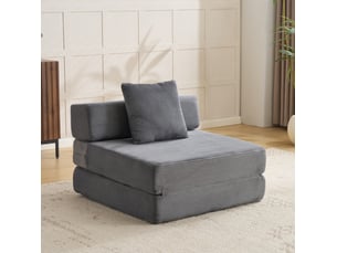 Canapé lit pour sol - canapé convertissable en lit avec soutien des dossiers en oreiller et accoudoirs, tissu en velours côtelé, gris foncé, pour salon et chambre