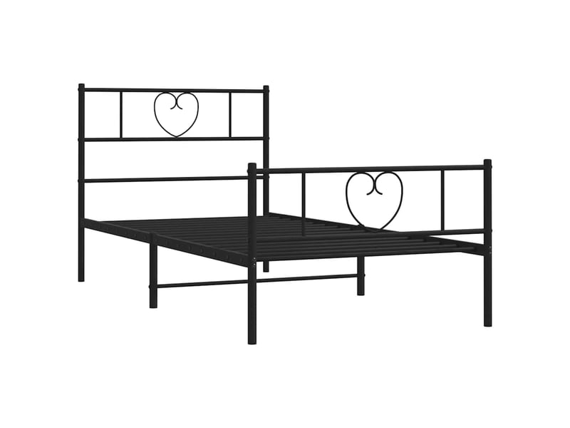  Lit simple- lit adulte -  cadre de lit métal sans matelas et pied de lit noir 100x200 cm  - Conforama D