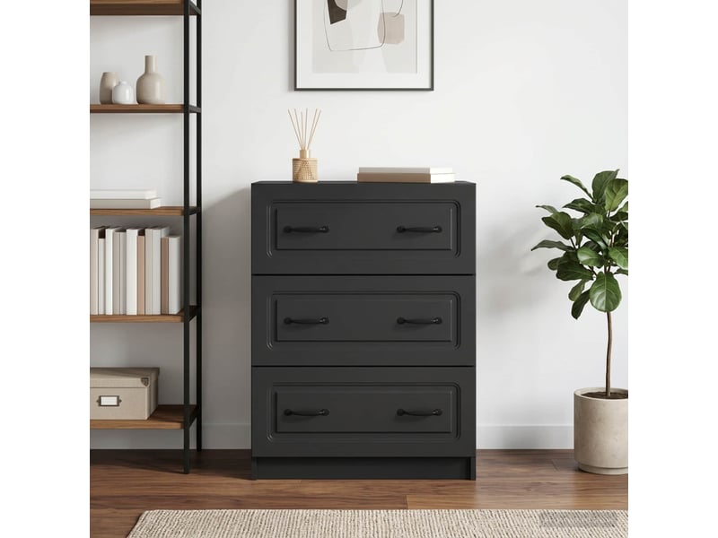 Armoire de rangement bureau, armoire à tiroirs 66 x 34,5 x 87 cm bois d'ingénierie noir  - Conforama B