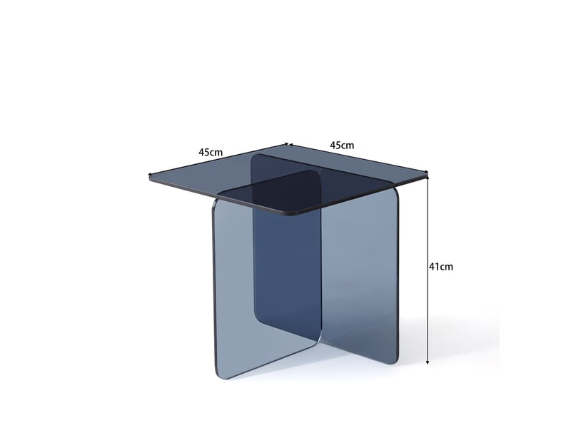  Table d’appoint en verre trempé courbé pour salon et extérieur - lpospi - surface facile à nettoyer verre gris  - Conforama D