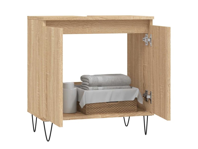  Amoire de salle de bain chêne sonoma 58x33x60cm bois d'ingénierie shl9665  - Conforama C