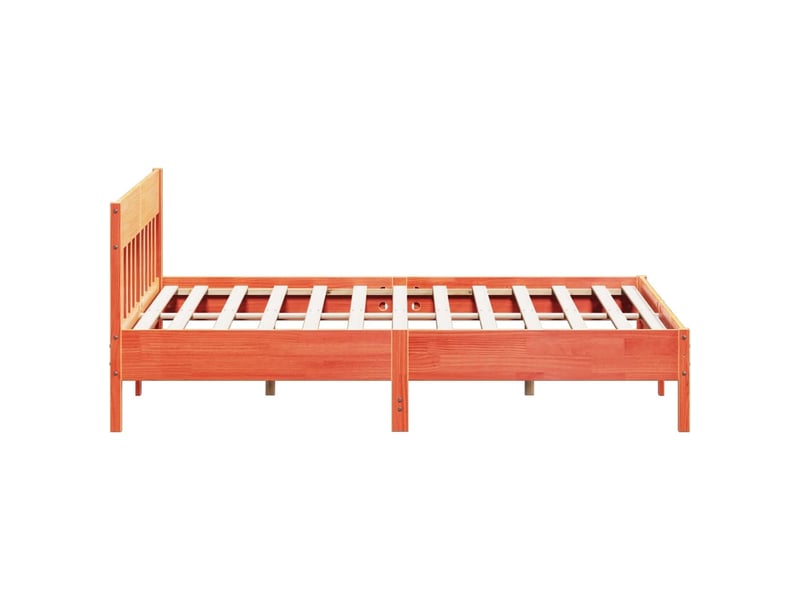  Lit double- lit adulte -  cadre de lit sans matelas  marron 200x200cm bois pin massif  - Conforama D
