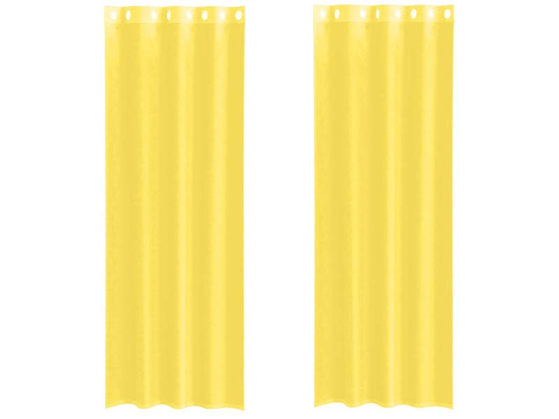  Lot de 2 rideaux en voile, voilages avec œillets jaune cf44371  - Conforama A