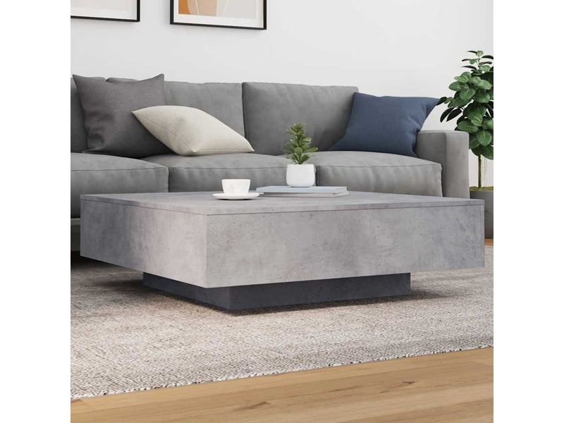  Table basse | table d'appoint salon avec lumières led gris béton 100x100x31 cm  - Conforama B