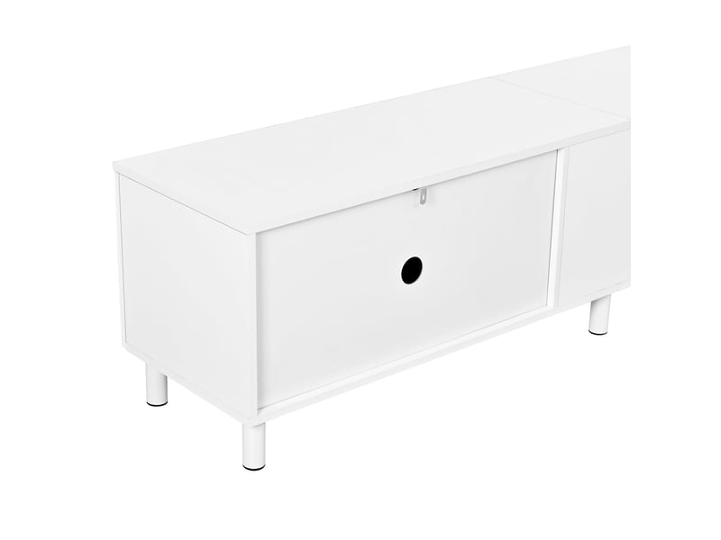 Meuble tv blanc motif arche à 5 portes avec pieds métal 180cm  - Conforama C