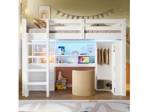 Lit mezzanine 90x200 cm <strong>OKWISH</strong> <strong></strong> coloris blanc