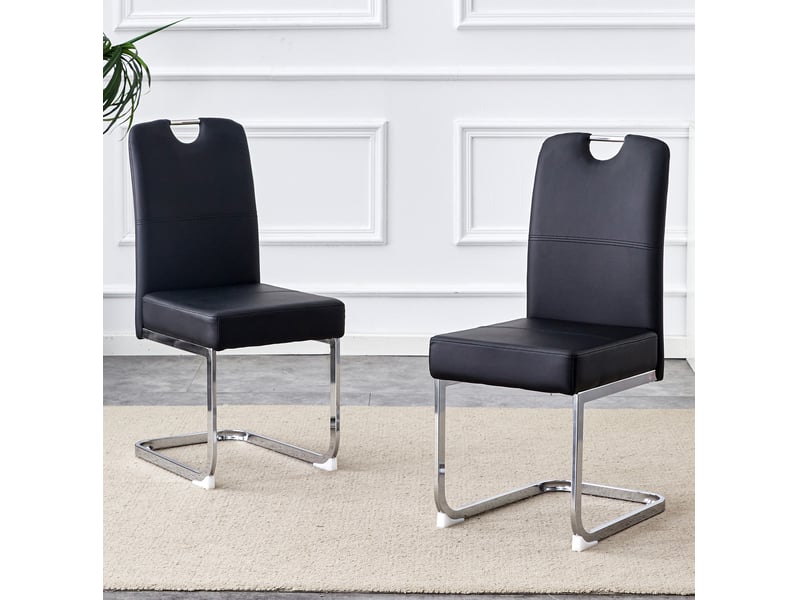  Chaise de salle à manger 87x47x51 cm – noire – lot de 2 – assise à ressorts et design ergonomique  - Conforama B