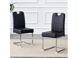 Chaise de salle à manger 87x47x51 cm – noire – lot de 2 – assise à ressorts et design ergonomique