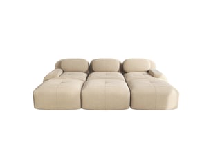 Canapé modulable 3 places en velours côtelé beige, 298 x 178 x 70 cm, sans armature, sans montage, livré compressé, base antidérapante, pour le salon