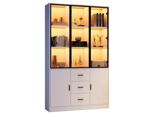 Vitrine coloris blanc 10 étagère(s) <strong>MEULVA</strong> <strong></strong> - 120 cmx200 cm