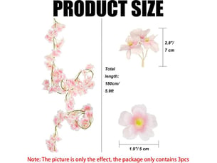 Pièces 180cm guirlandes de fleurs de cerisier artificielles,guirlande fleur artificielles extérieures deco,pour maison jardin fêtes mariage fête