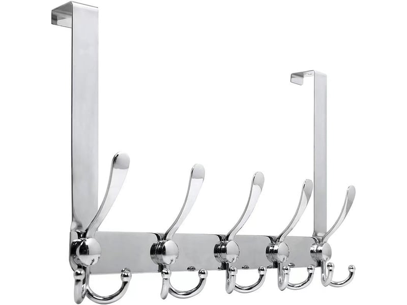 Porte manteau pour crochet de en acier inoxydable, patère de à suspendre pour chambre à coucher salle de bains(argent, 5 crochets, gris - Conforama A