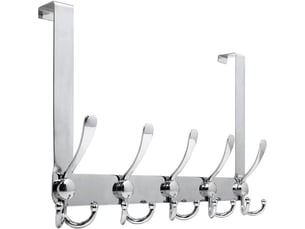 Porte manteau pour crochet de en acier inoxydable, patère de à suspendre pour chambre à coucher salle de bains(argent, 5 crochets, gris