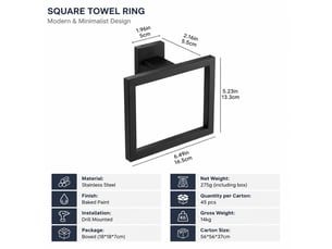 Ensemble de barre de serviette en acier inoxydable, noir, porte-serviettes de salle de