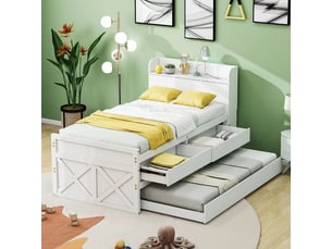 Lit gigogne 90x190 cm <strong></strong> <strong></strong> coloris blanc