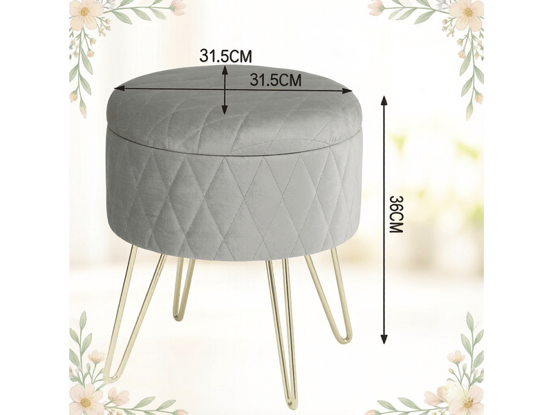 Pouf de rangement rond 1 pièce, siège d’appoint rembourré avec rangement intégré - Conforama C