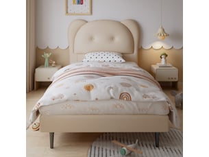 Lit simple 90x200 cm <strong>CHICFURN</strong>  <strong></strong> coloris beige
