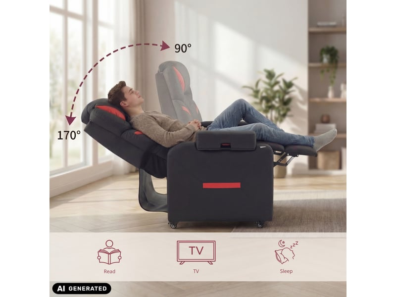 Fauteuil gaming inclinable avec appui-tête game sport rx pu noir rouge hjh office Game Sport RX - Conforama B