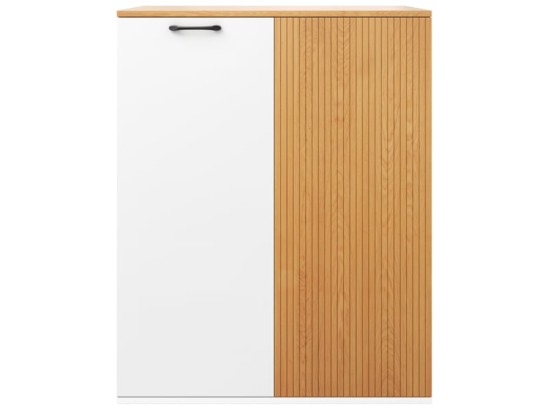  Meuble de rangement haut en mdf coloris blanc et chêne 80 x 40 x 110 cm N880P5146334W - Conforama A