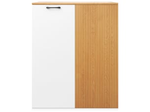 Meuble de rangement haut en mdf coloris blanc et chêne 80 x 40 x 110 cm