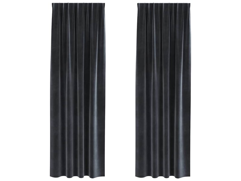  Lot de 2 rideaux, rideaux de fenêtre gris foncé 140 x 245 cm velours cf44070  - Conforama A