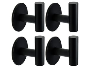 4 pièces crochet serviette salle de bain, acier inox accroche de adhésif avec coussinet collant mural, noir