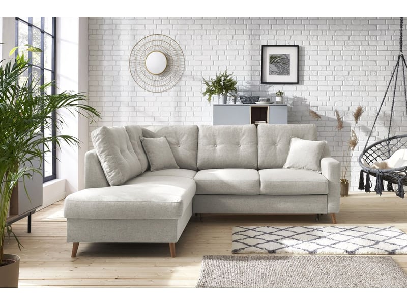 Bobochic canapé d'angle l convertible sweden beige angle gauche SWEDEN - Conforama C
