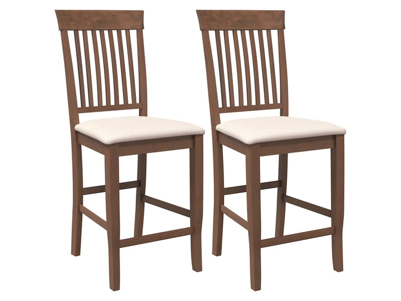  Lot de 2 tabouret de bar avec coussins en bois massif marron et caoutchouc shl70066  - Conforama A