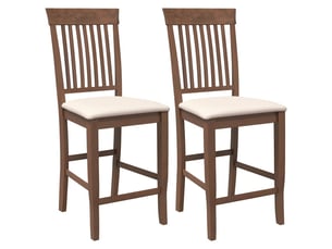 Lot de 2 tabouret de bar avec coussins en bois massif marron et caoutchouc shl70066