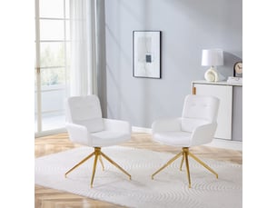 Lot de 2 chaises de salle à manger pivotantes,55x50x85 cm,similicuir et métal doré,blanc
