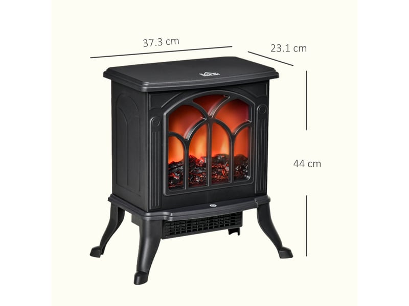  Cheminée électrique à 2 niveaux de puissance (7501500 w), effet flamme, surface de chauffe : 15-20 m², noire  - Conforama C