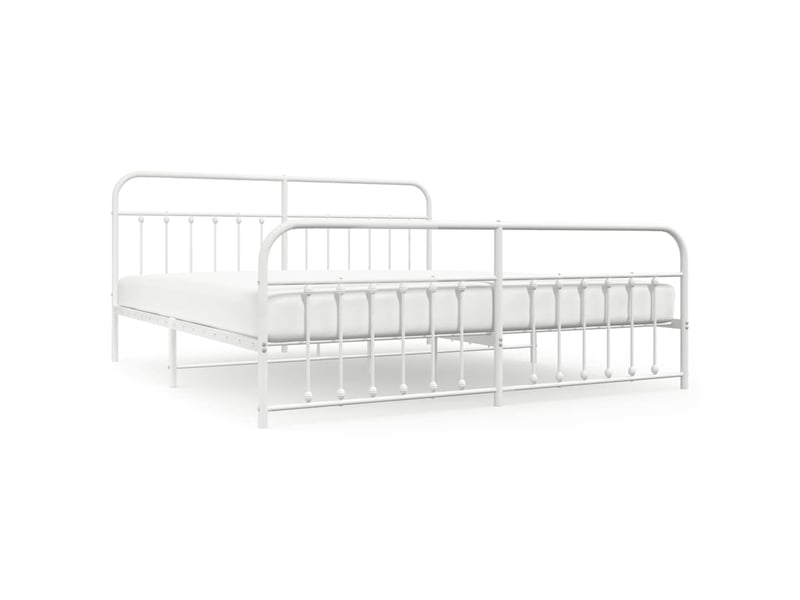  Lit double- lit adulte -  cadre de lit métal sans matelas et pied de lit blanc 200x200 cm  - Conforama A