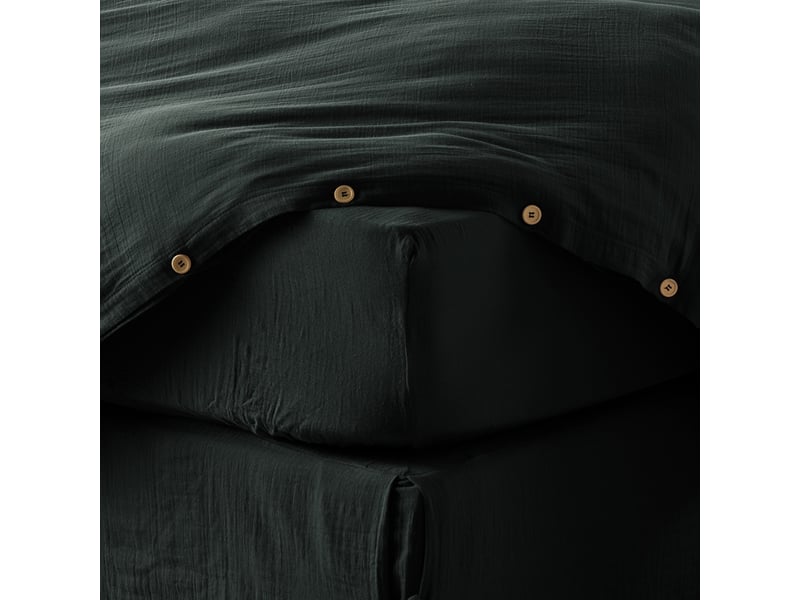  Drap housse 90x190+30 cm gaze de coton terra sapin PD24884 - Conforama B