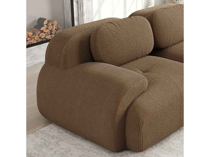  Canapé d'angle 4 places avec méridienne, marron, 388 x 178 x 70 cm Fay Lum - Conforama E