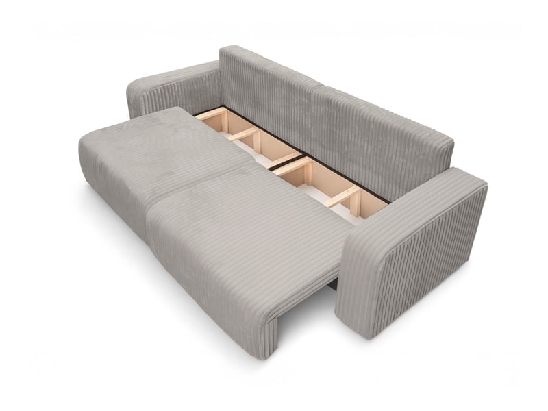 Canapé droit 3 places alya convertible en velours côtelé épais - gris clair ALYA - Conforama C