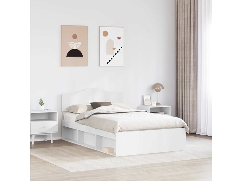  Lit double- lit adulte -  cadre de lit blanc 120 x 190 cm bois de pin massif  - Conforama B
