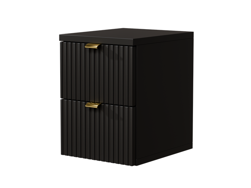 Table de chevet suspendue noire – 25 cm, 2 tiroirs, façades cannelées - Conforama A