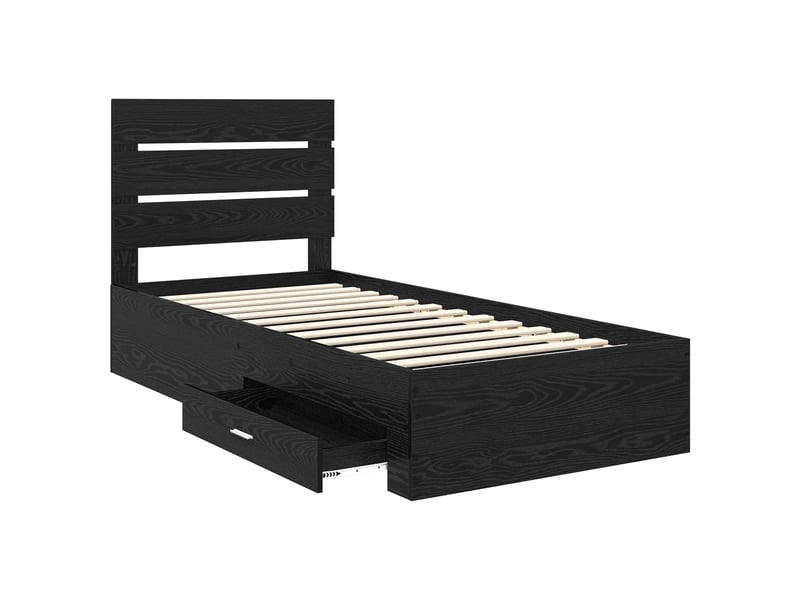  Lit simple- lit adulte -  cadre de lit chêne noir 90 x 200 cm bois d'ingénierie  - Conforama D
