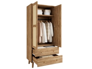 Armoire 2 porte(s) battante 2 tiroir(s) <strong>REDOM</strong> <strong></strong> coloris bois foncé largeur 50 cm