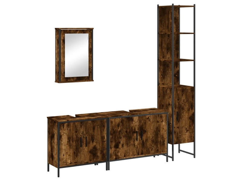  Ensemble de meubles de salle de bain 4 pcs chêne fumé bois cf63857  - Conforama A