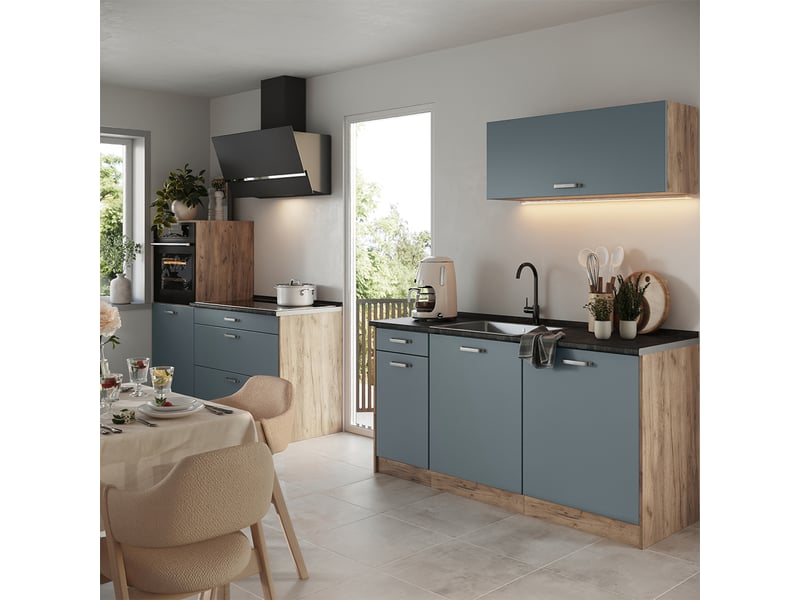  Vicco cuisine, bleu-grischêne doré, 160cm plan de travail marbre  - Conforama C